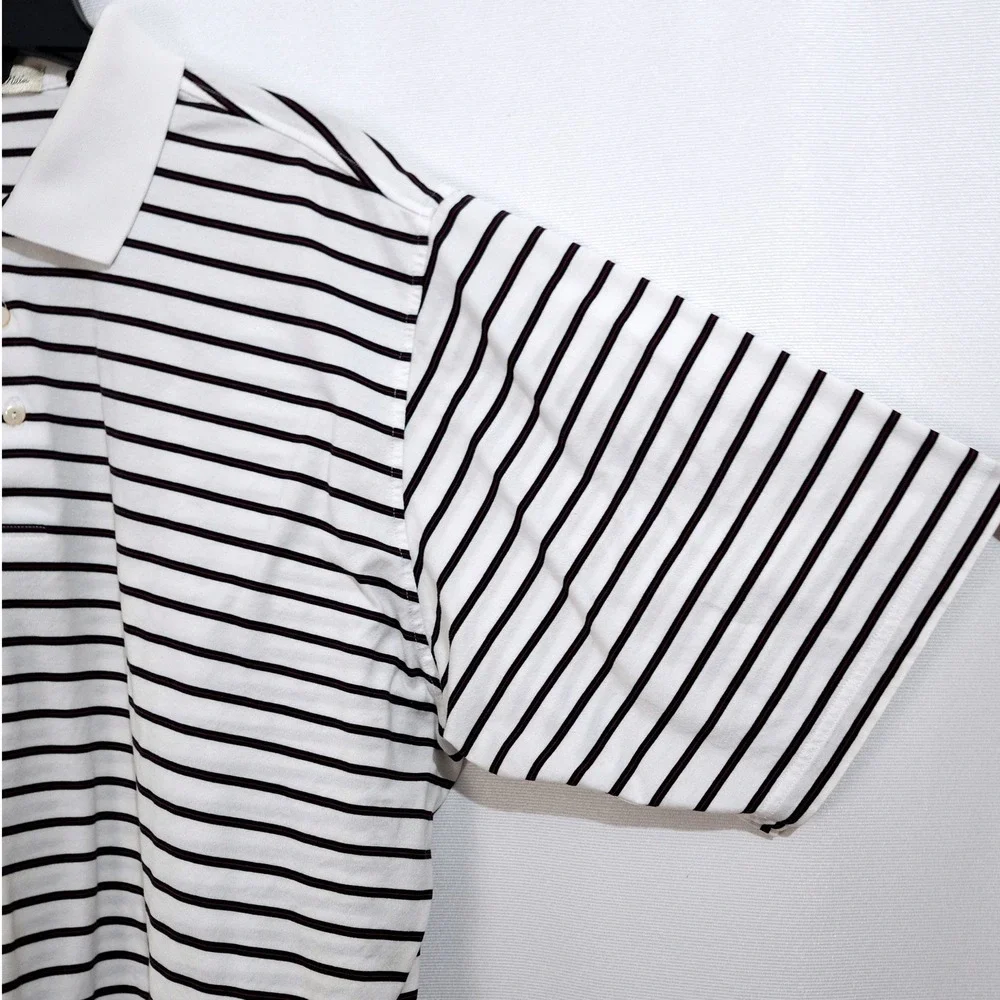 Peter Millar Double Mercerized Cotton Knit Striped Polo Shirt XXL Preppy Golf